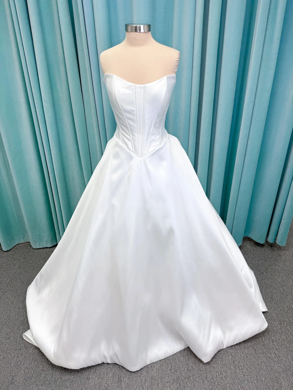Randy Fenoli Idonna Strapless Mikado Ball Gown Wedding Dress with Basque Waist